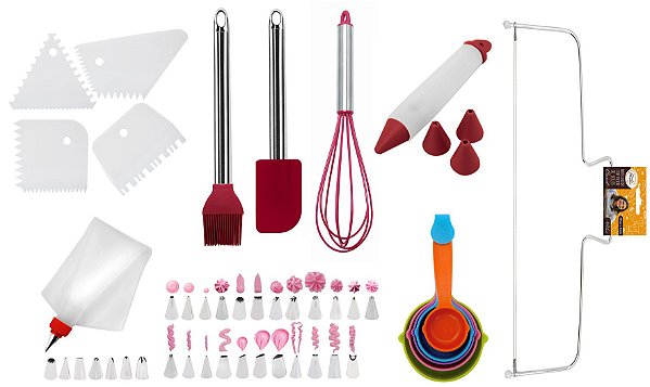 Kit Confeitaria Master 42 Peças Bicos Raspadores Nivelador e Utensílios Silicone Elite - Yangzi