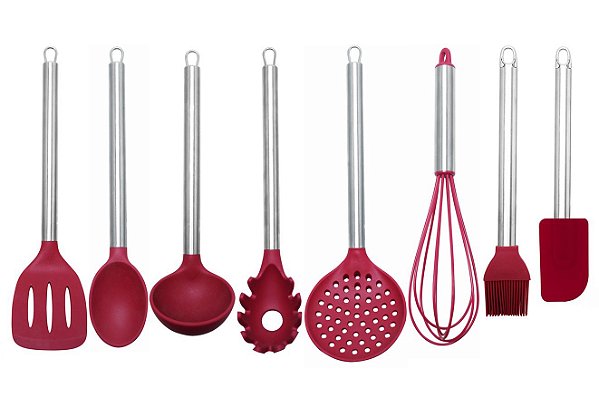 Jogo Utensílios Silicone e Aço Inox Elite 8 Peças Premium - Yangzi