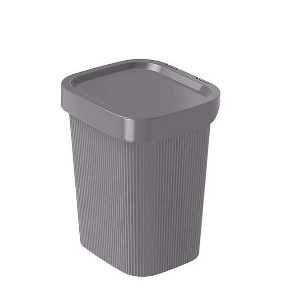 Lixeira Classic 4,6 Litros Esconde Saco Plástico Cinza Moderno - Plasútil