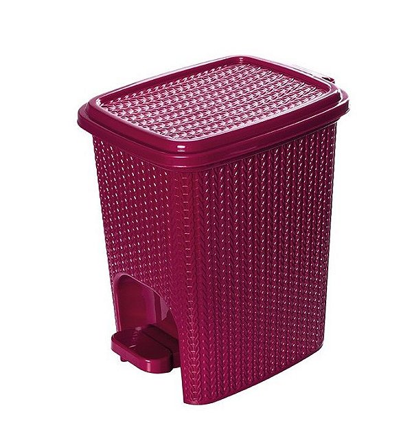 Lixeira com Pedal Trama Vinho Bordô 7 Litros - Plasútil