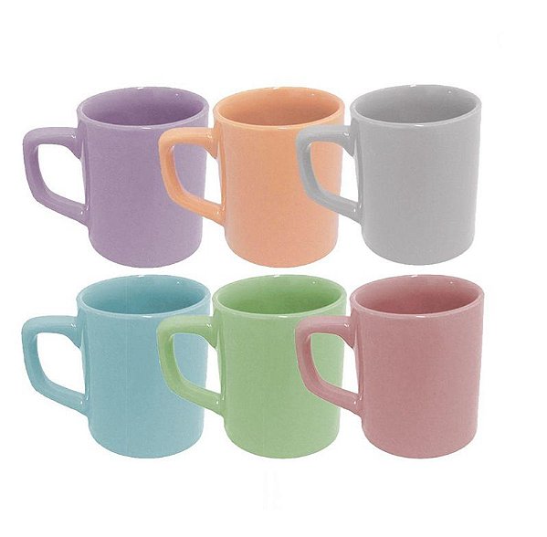 Conjunto de Canecas Cerâmica Colorida 85ml 6 Unidades - Fratelli