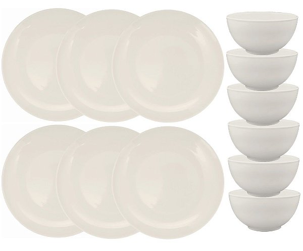 Jogo de Sobremesa Melamine Plaza 6 Pratos e 6 Tigelas - Yangzi