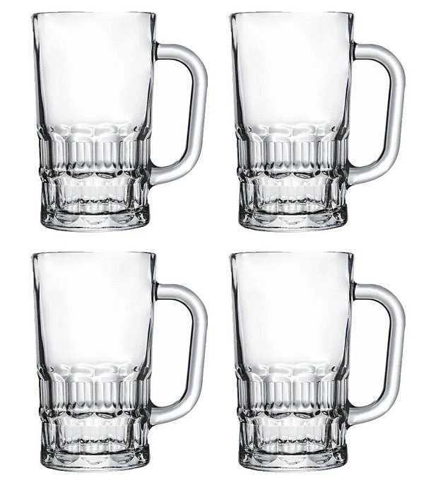 Jogo Caneca de Chopp Bruges Vidro 360ml 4 Unidades- Tuut
