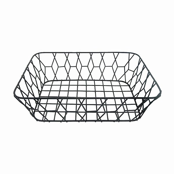 Cesta Fruteira Aramada Metal Retangular Galia Black 30cm - Yazi
