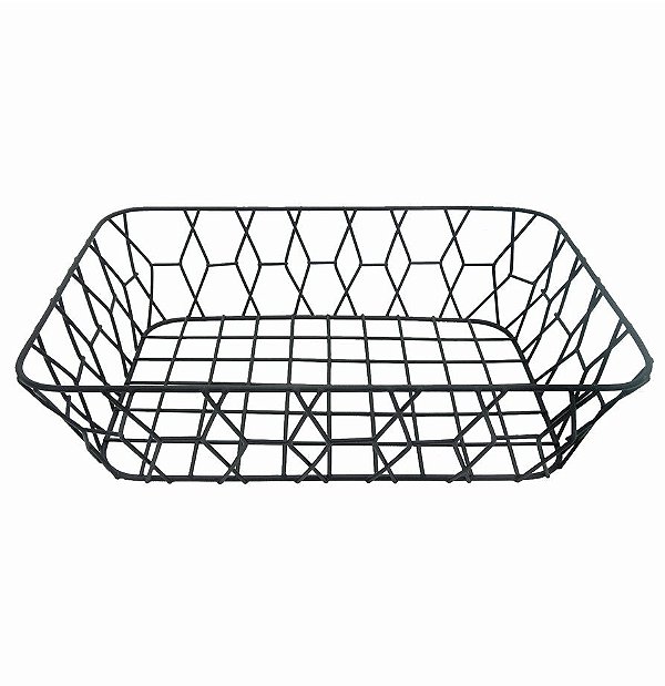 Cesta Fruteira Aramada Metal Retangular Galia Black 35cm - Yazi