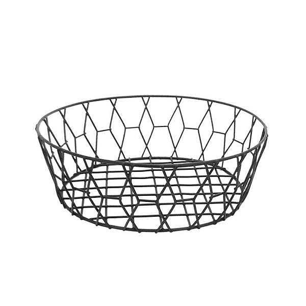 Cesta Fruteira Aramada Metal Redonda Galia Black 30cm - Yazi