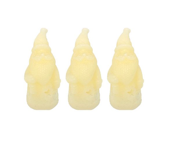 Jogo 3 Velas Eletrônica Papai Noel Iluminado Parafina Natural 10cm - Magizi