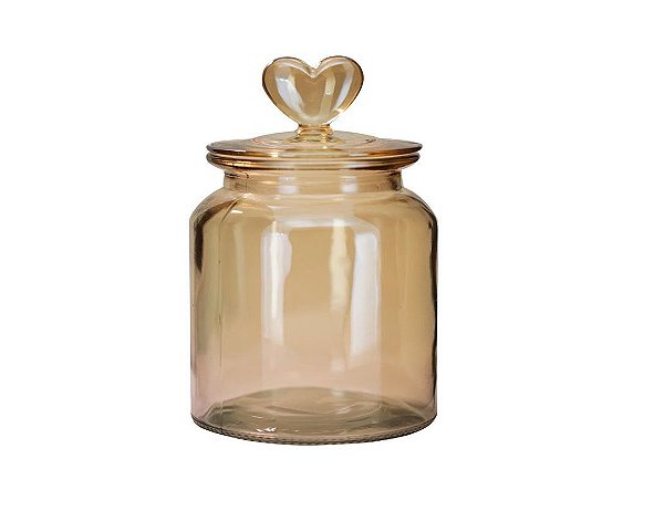 Pote Vidro Hermético Âmbar Decor Afeto Coração 650ml - Yangzi
