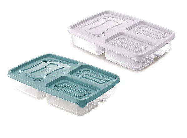 Kit 2 Potes 3 Divisórias Marmita Para Freezer e Micro-ondas - Plasútil