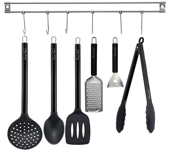 Jogo Utensílios Inox e Silicone Black Premium Henrique Fogaça 7 Peças - Tuut