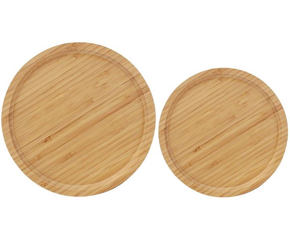 Conjunto Bandejas Bambu Eco Prime Redonda 2 Peças - Tuut