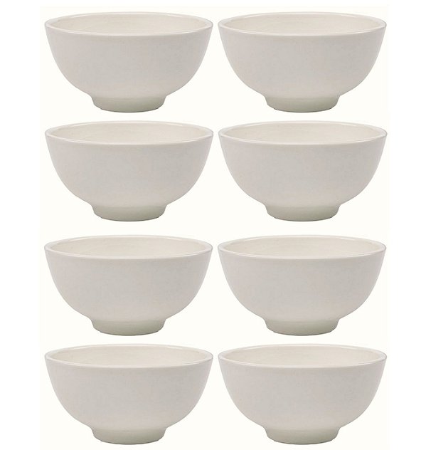 Jogo 8 Tigelas Cumbuca Porcelana Clean Branca 350ml 16cm x 7cm - Lyor