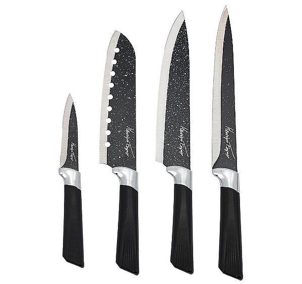 Conjunto de Facas Henrique Fogaça Aço Inox Black Prime 4 Peças - Yangzi