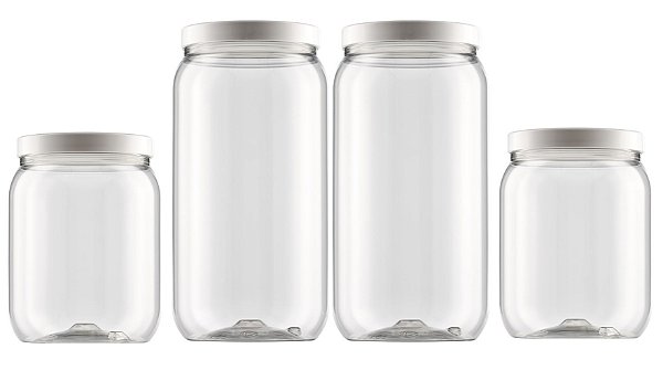 Conjunto 4 Potes Plástico Pet Prime Transparente 1,7 Litros e 2,7 Litros