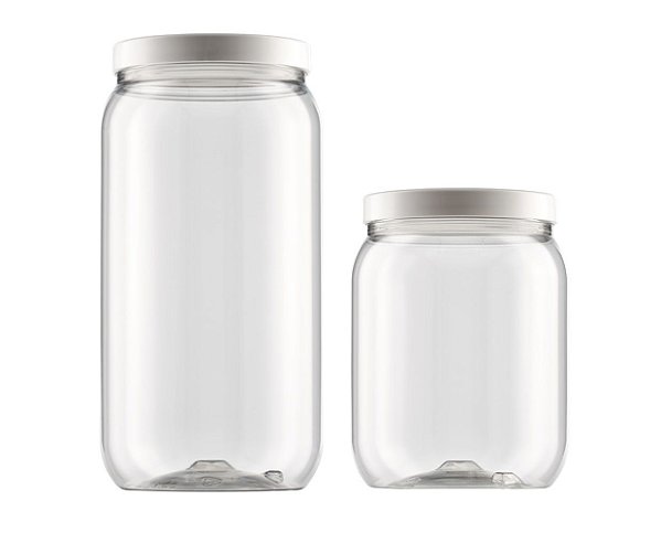 Conjunto de Potes Plástico Pet Prime Transparente 1,7 Litros e 2,7 Litros