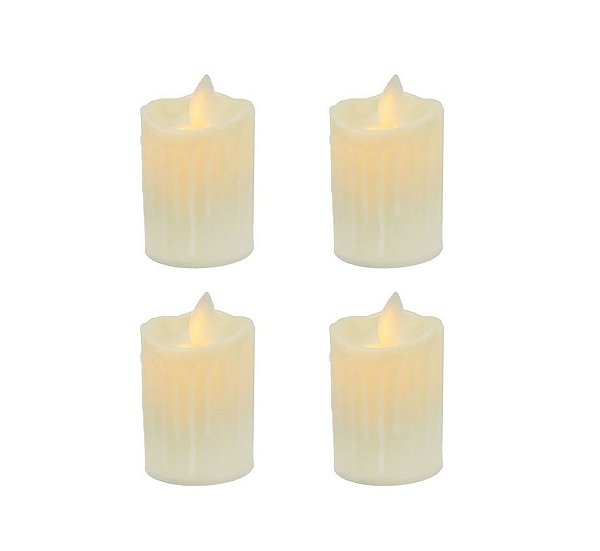 Jogo 4 Velas Eletrônica Decorativa LED 7cm x 5cm