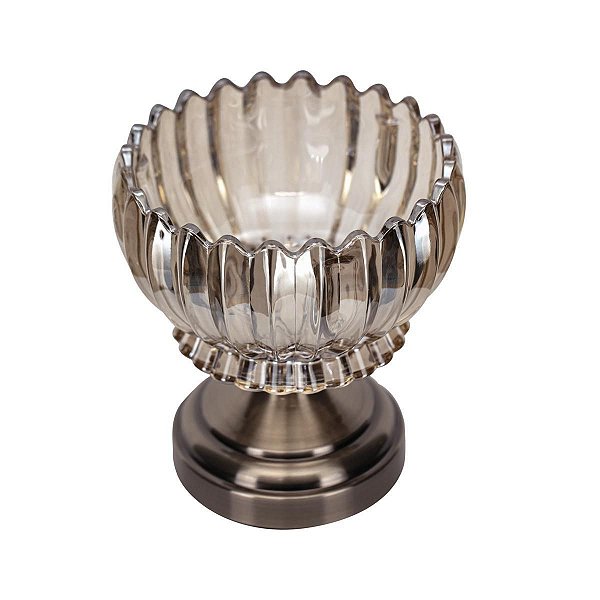 Vaso Centro de Mesa Vidro e Metal Bronze Luxo 16cm - Yangzi