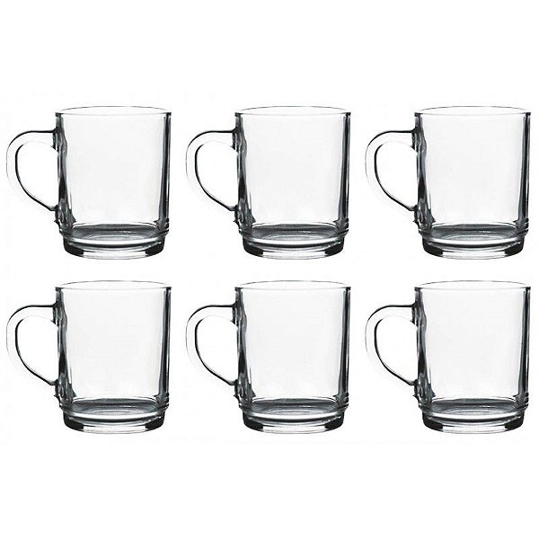 Caneca de Vidro Apple Jogo com 6 Unidades 250ml