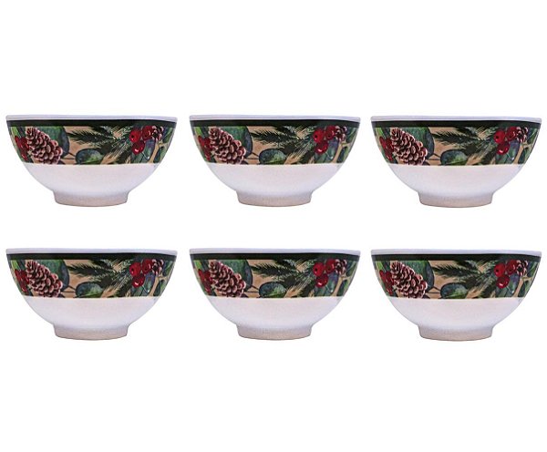Kit 6 Tigelas Bowl Melamina Natal Para Petiscos 300ml - Magizi