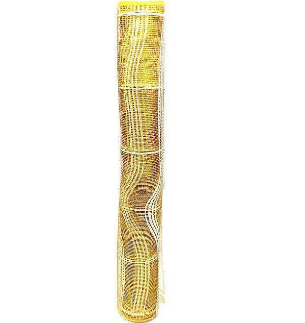Tela Decorativa Natal Fita Gigante 52cm x 5 metros Dourada Fio Branco - Magizi