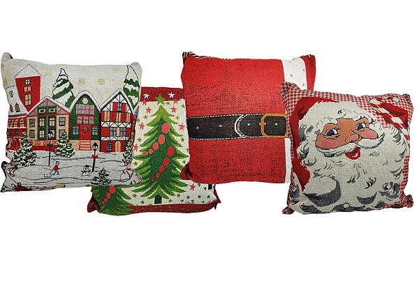 Conjunto Capa de Almofada Gobelin Prime Estampa Natal 45x45cm - Magizi