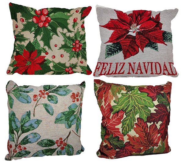 Jogo Capa de Almofada Natal Gobelin Prime 45x45cm 4 Unidades - Magizi