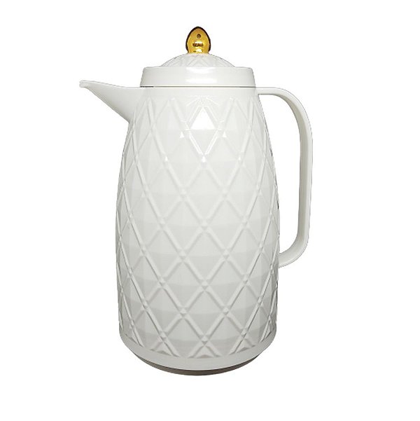 Garrafa Térmica para Café Rosário Diamond Branco e Dourado 1 Litro - Quality House