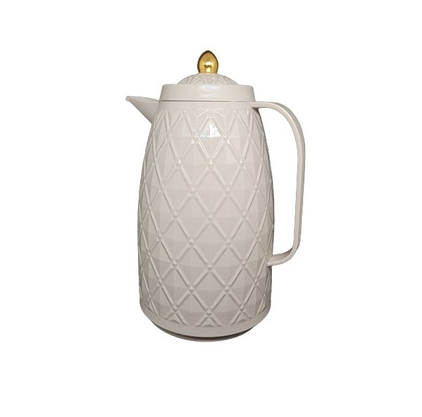 Garrafa Térmica para Café Rosário Diamond Bege e Dourado 1 Litro - Quality House