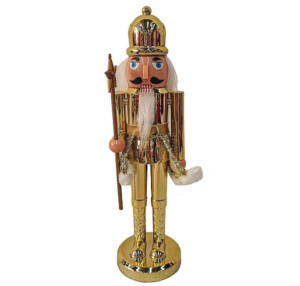 Quebra Nozes Decorativo Natal Pintura Eletroestática Dourado Gold 17cm - Magizi