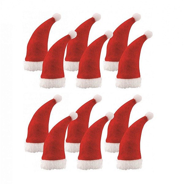 Kit Gorrinho Papai Noel 10cm Decoração Garrafa 12pç- Magizi