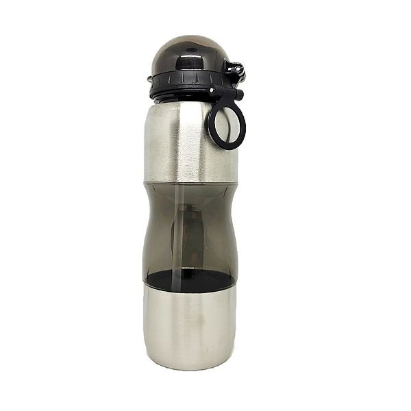 Garrafa Squeeze Design Plástico e Inox 600ml Canudo Integrado - Lívon