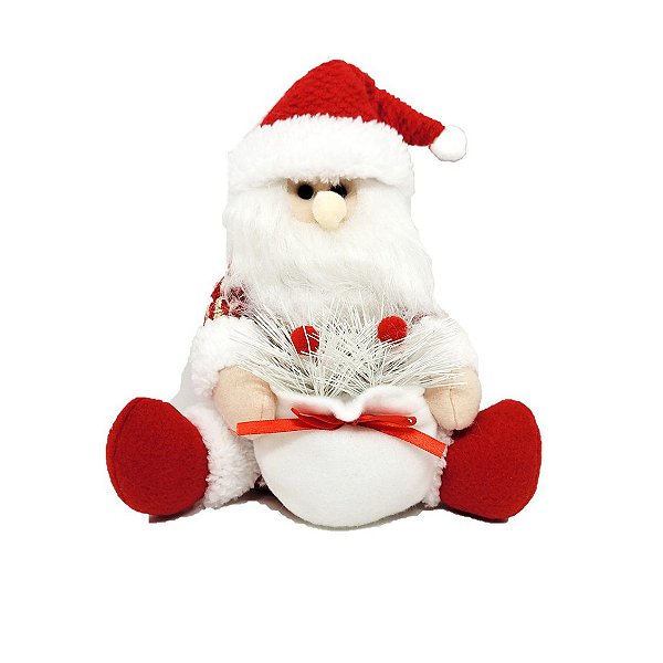Papai Noel Pelúcia Sentado Vermelho e Branco 20cm - Master Christmas