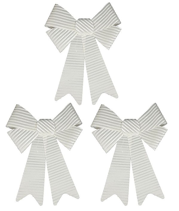 Kit 3 Laços Natalinos Veludo PVC Rídigo Grande 24cm Branco - Master Christmas