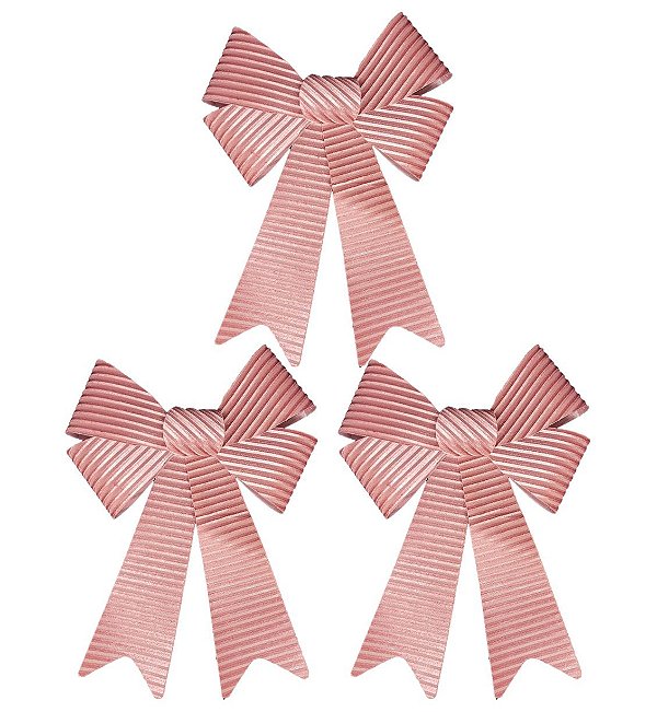 Kit 3 Laços Natalinos Veludo PVC Rídigo Grande 24cm Rosê - Master Christmas