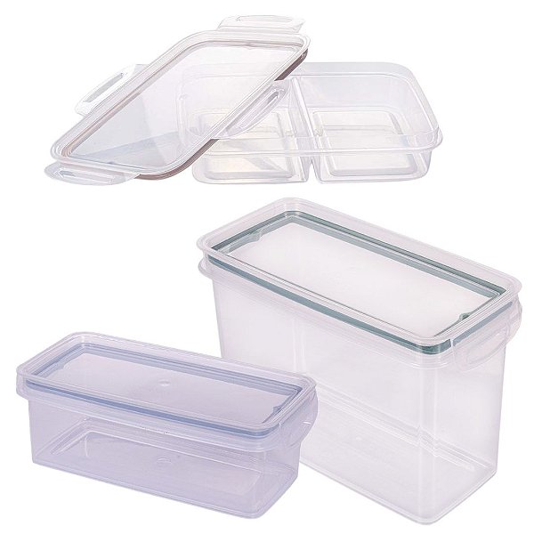 Kit Porta Mantimentos e Porta Frios 2 Divisórias Hermético Trava Mais 3 Peças - Plasútil