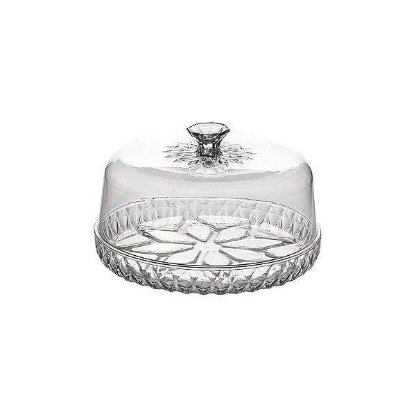 Queijeira Porta Bolo Acrílico Cristal Glamour - Plasútil
