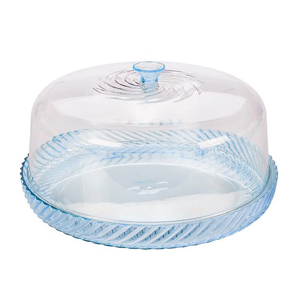 Boleira Twist Cristal Acrílico Transparente Azul 25cm - Plasútil