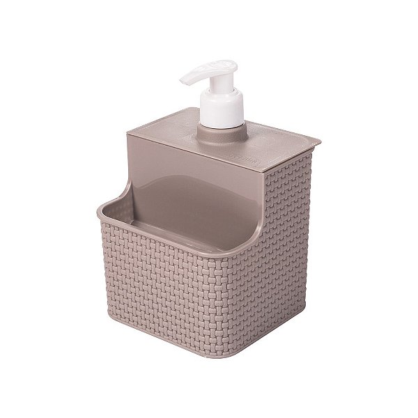 Porta Detergente c/ Porta Esponja Compacto Tear Cinza Prime - Plasútil