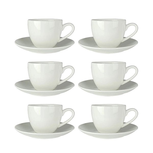 Jogo de Xícara Com Pires Para Café Porcelana Clean Prime 100ml - Lyor