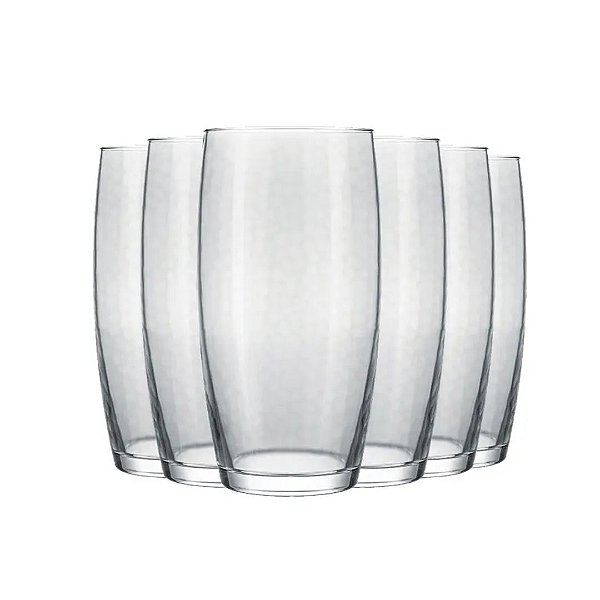 Jogo 6 Copos de Vidro Long Drink Favo 430ml - Nadir