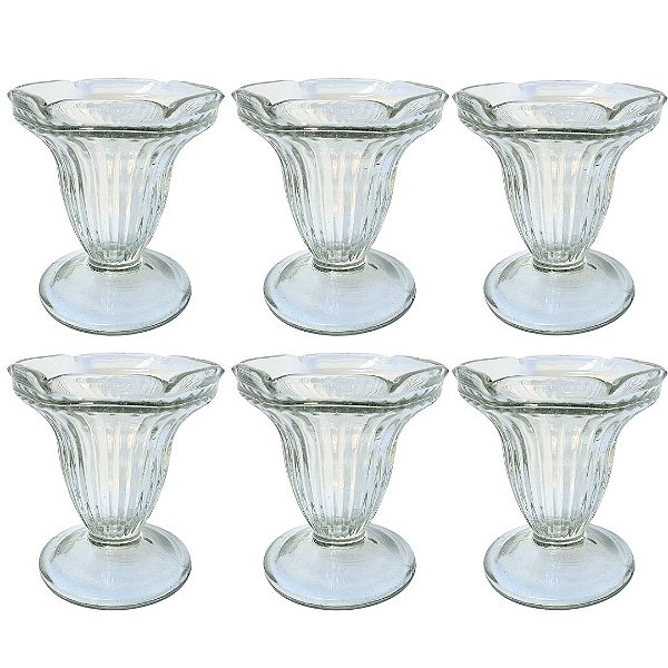 Conjunto 6 Taças Para Sundae e Sobremesas Vidro Vintage Prime 130ml - Mundial Casa