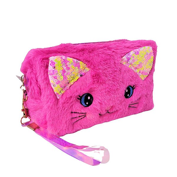 Necessaire Estojo Porta Objetos Pelúcia Prime Gatinho Pink - Lívon