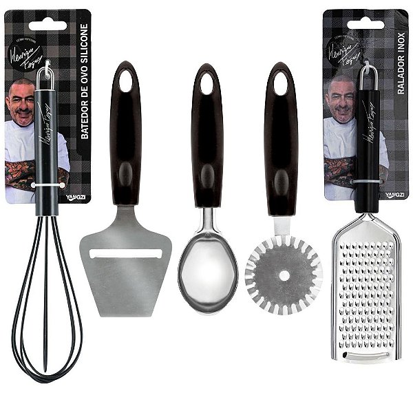 Jogo 5 Utensílios Silicone Black Premium Henrique Fogaça Incluso Ralador e Fouet - Tuut