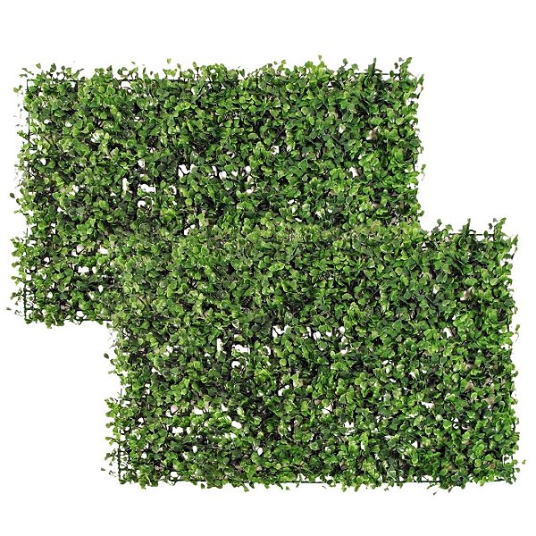 Kit 2 Placas Painel Grama Buchinho Sintético 60x40cm Jardim Vertical Folhagens Verde - Viva Flor