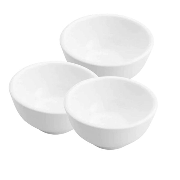 Jogo 3 Tigelas Porcelana Bowl Clean Branca 275ml - Lyor