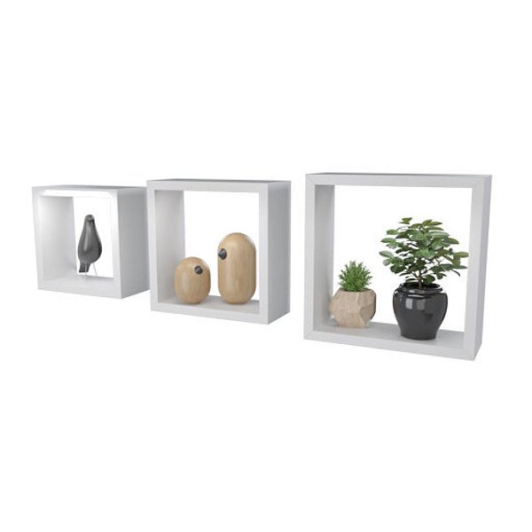 Conjunto 3 Nichos Decorativos MDF Branco Premium - DiCarlo