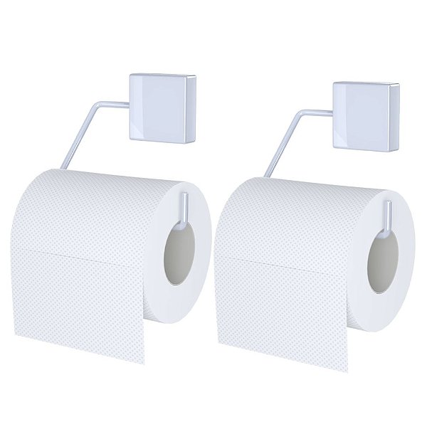 Kit 2 Suportes para Papel Higiênico Aço Exclusive Branco - DiCarlo
