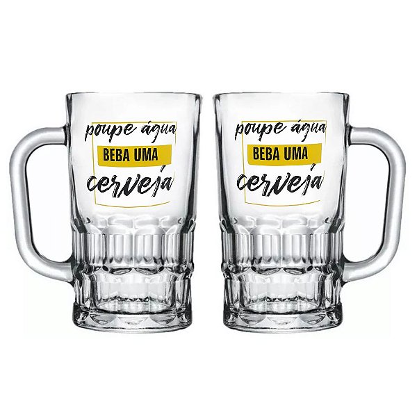Conjunto 2 Canecas Para Cerveja Vidro Munique Decorada 360ml - Fratelli