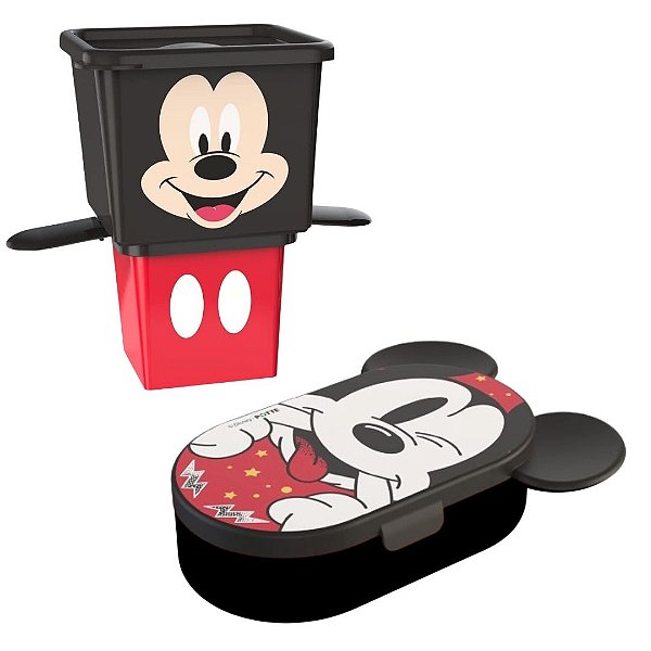 Conjunto 3 Potes Kit Organizador Mickey Mouse Disney 180ml e 430ml - Potte