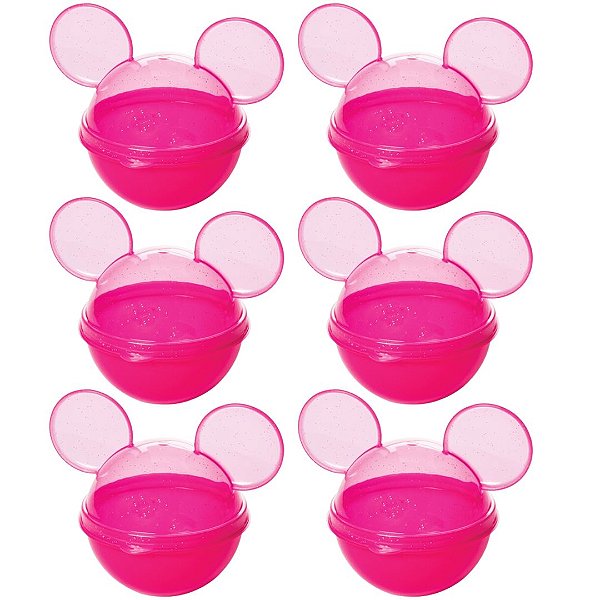 Kit 6 Porta Doces e Balas Lembrancinha Aniversário Minnie 220ml Rosa - Plasútil
